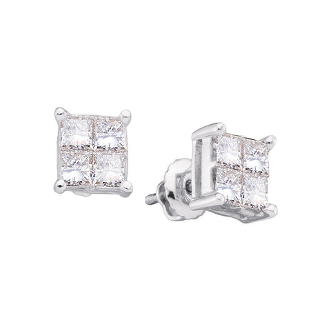1.00CTW PRINCESS DIAMOND HIGHEND LADIES INVISIBLE EARRINGS #18563200 - C Diamond King