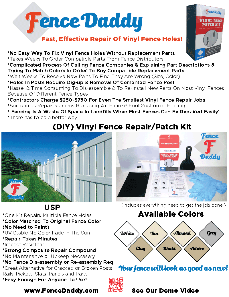 Vinyl Fence Repair Kit Sell Sheet by Fence Daddy