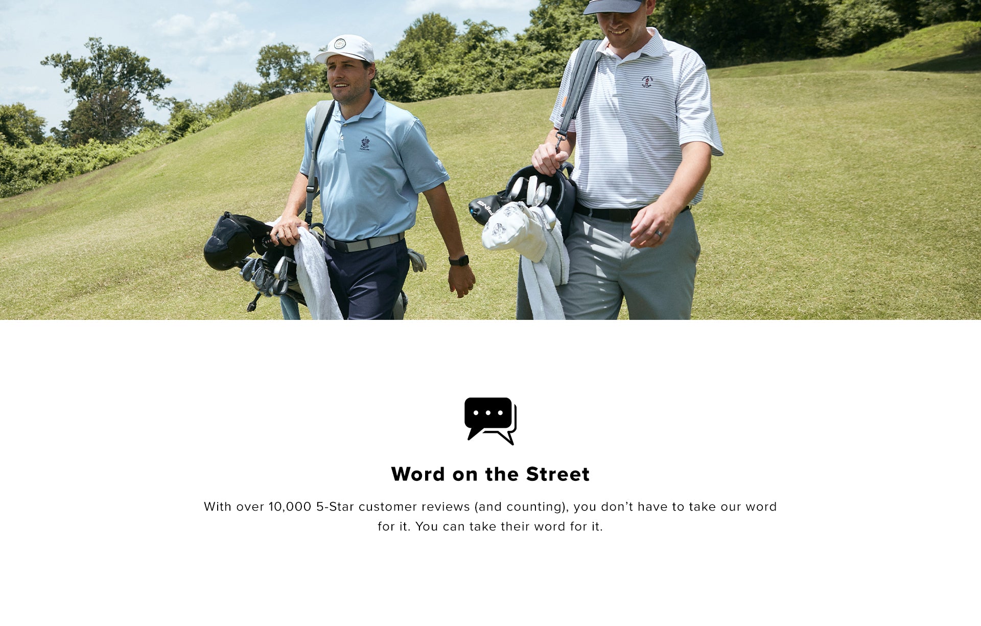 Guys playing golf wearing groove belts
