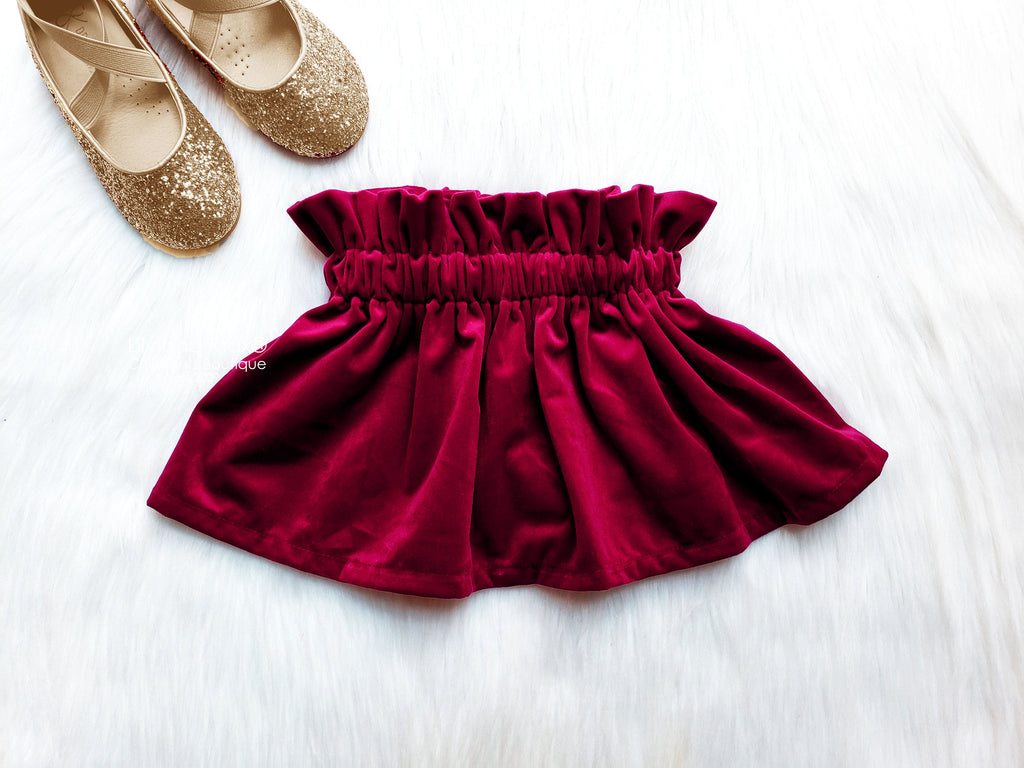 Burgundy velvet girls skirt | Lily and Max