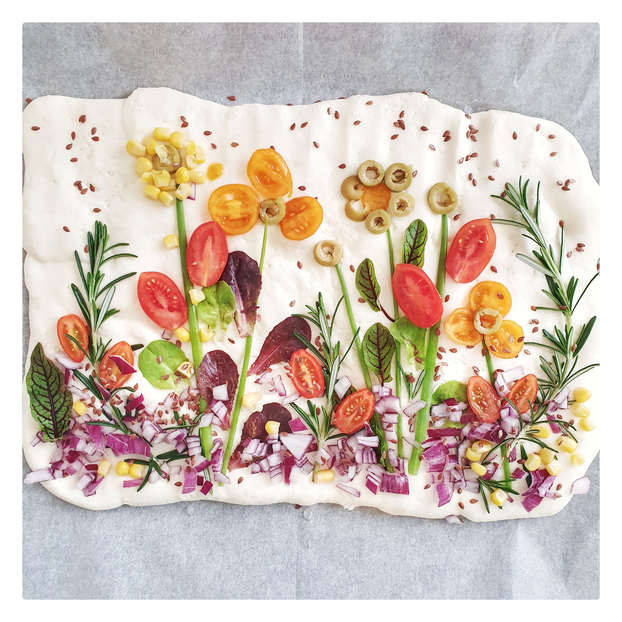 Floral focaccia bread