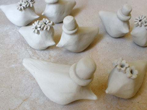 ceramic birds in process 