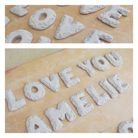 Ceramic letters in progress