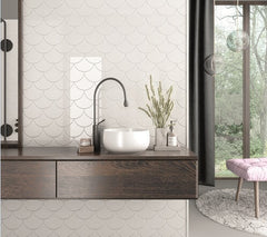 Bondi White Fan Tile in Bathroom