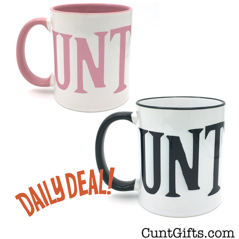 C UNT Mugs in Pink and Black in our DAILY DEAL