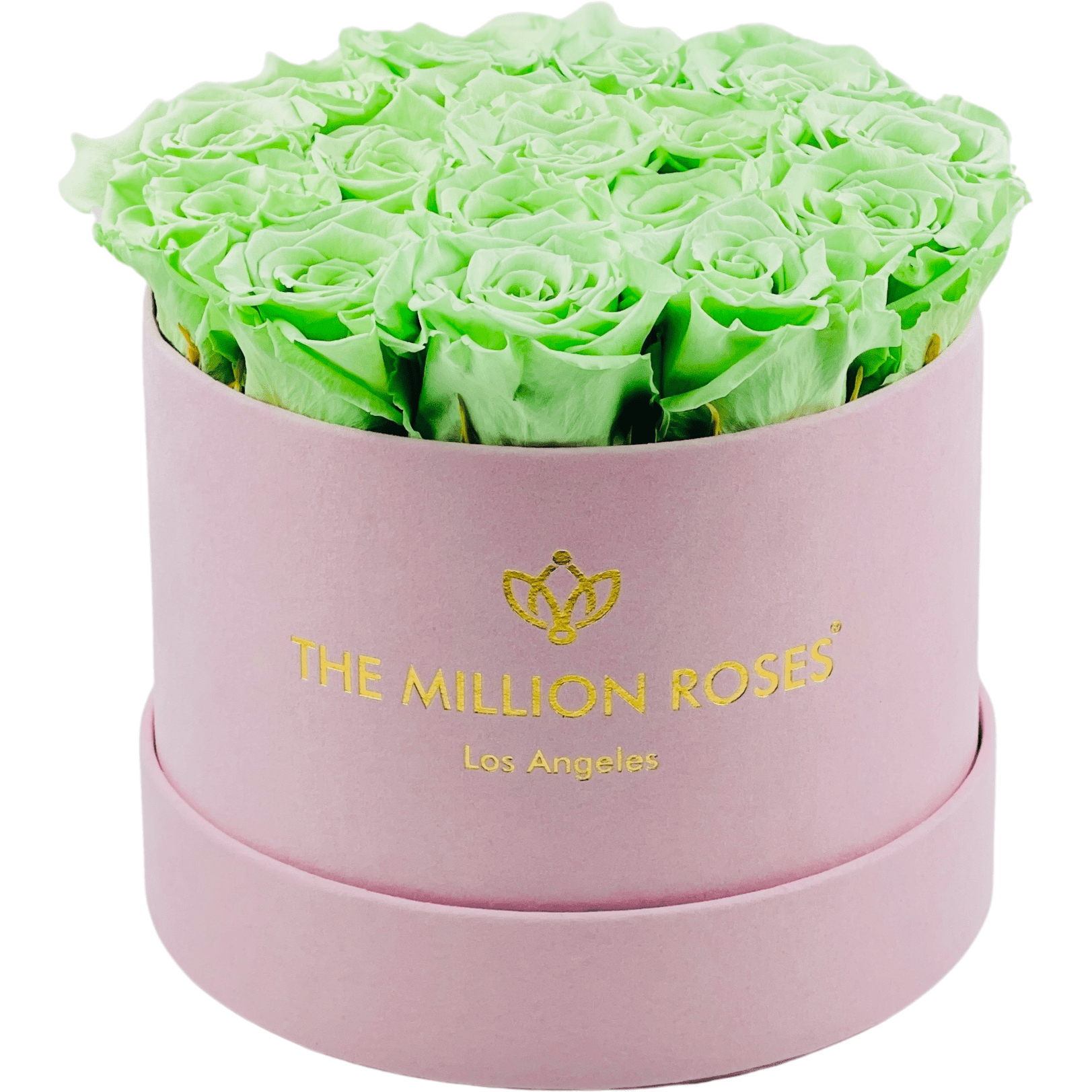 Classic Caja de Gamuza Rosado Pastel | Rosas Verde Menta | The Million Roses