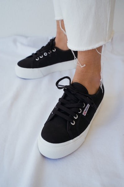 superga platform sneakers black