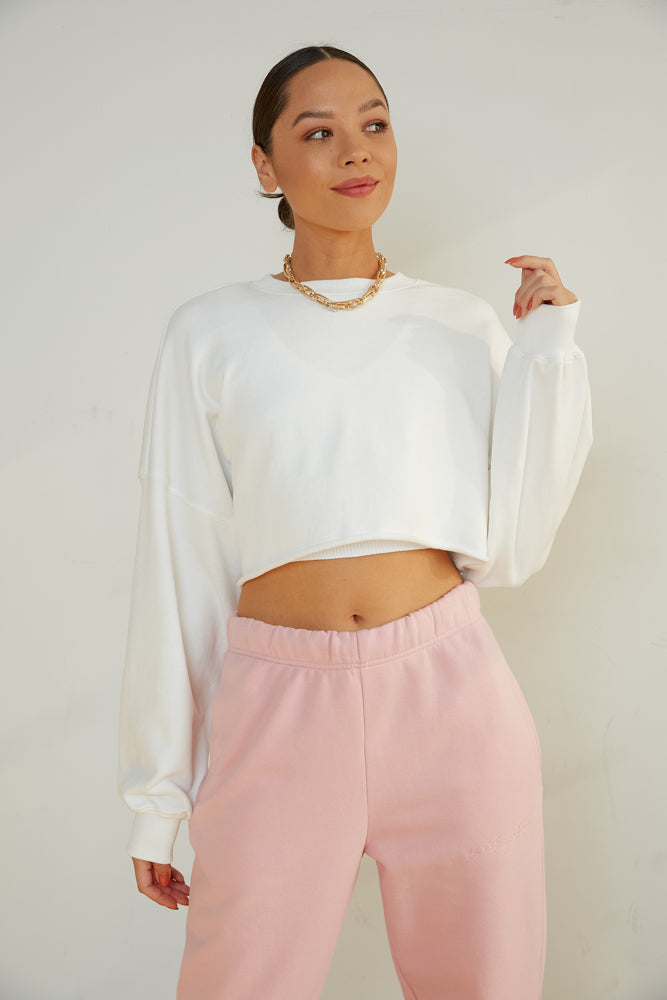 white cropped sweatshirt