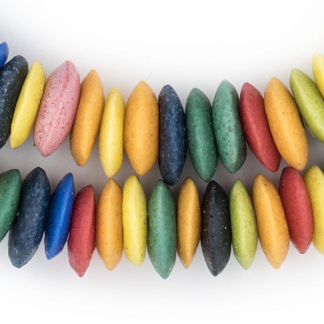 Rainbow Medley Ashanti Glass Saucer Beads 8mm Ghana African Multicolor Handmade 
