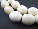 White Nigerian Camel Bone Oval Beads (13x12mm) - The Bead Chest