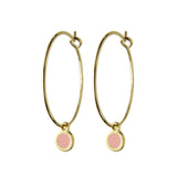 Delicate gold hoop and enamel dot earrings