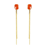 Gold plated octagon stud earrings with delicate chains