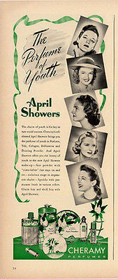 April Showers Perfume Talc Cologne Dusting Powder Cheramy 1941 Photo Print Ad
