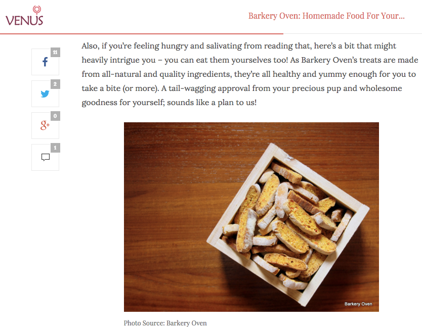 Venus Buzz: Barkery Oven, Homemade Food For Your Dogs!