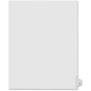 Kleer-Fax Legal Index Dividers - Exhibit Z - 1/26 Cut - 25 Tabs