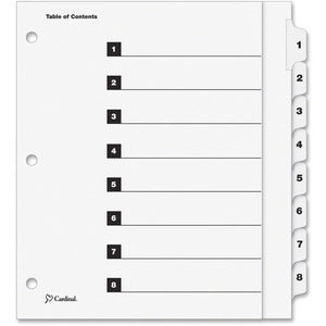 Cardinal Extra Wide Table of Content 8-Tab Dividers