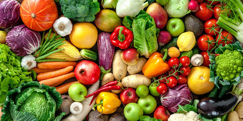 Brightly coloured fruits and vegetables