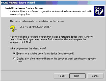 USB Driver Installation - Windows 2000
