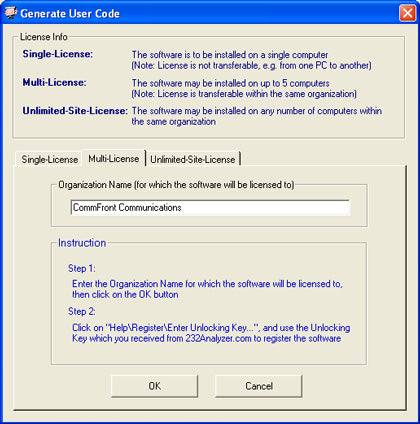 Register 232Analyzer Multi-License - Step 2.2