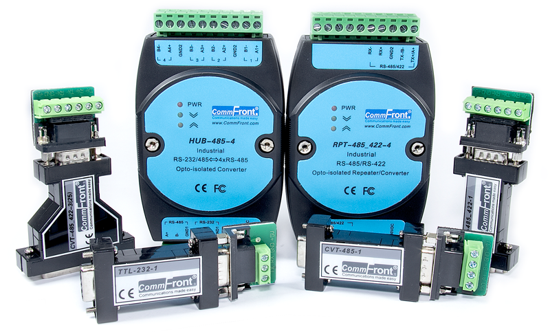 serial converters, isolators, surge protectors, repeaters, and hubs