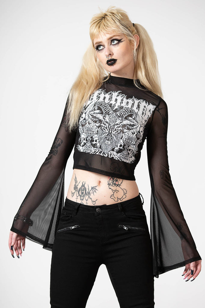2XL Unholy Witch Mesh Crop Top