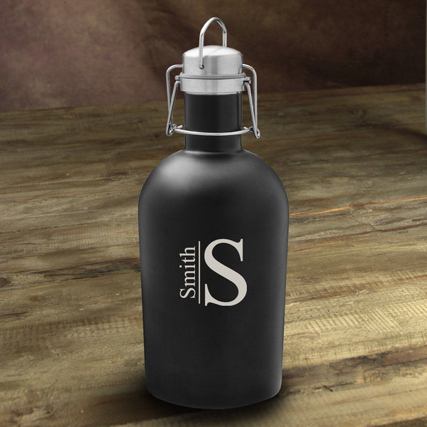 Monogram Design Black Matte Stainless Beer Growler