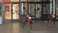 Close-up of two of the fans ventilating the mall