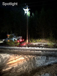 Spotlight (NOT a Lentry Light) lighting work done on a utility pole