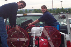 James and Joan with a truck-load of fans!