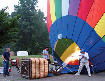 Ventry Fan assists with inflating a hot air balloon