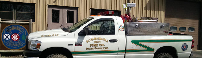 Summerhill’s brush truck, complete with portable AND truck-mounted LEDs