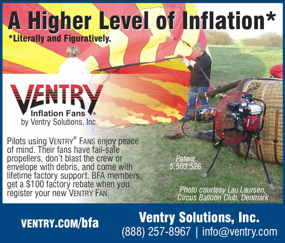 2017 Ballooning magazine ad for Ventry® Inflation Fans