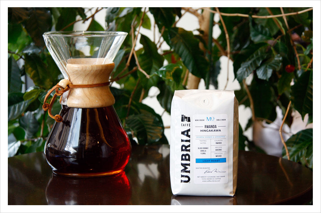 Rwanda Hingakawa Light Roast Single Origin brewed with Chemex