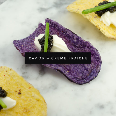 Caviar Appetizer Creme Fraiche Potato Chips by ROE Caviar