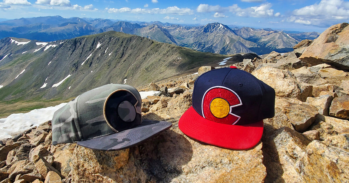 Mt Elbert Summit Colorado Flag Hats