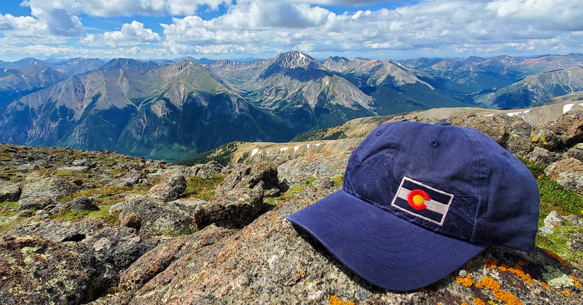 Mt Elbert South Colorado Flag Hat with Mountains