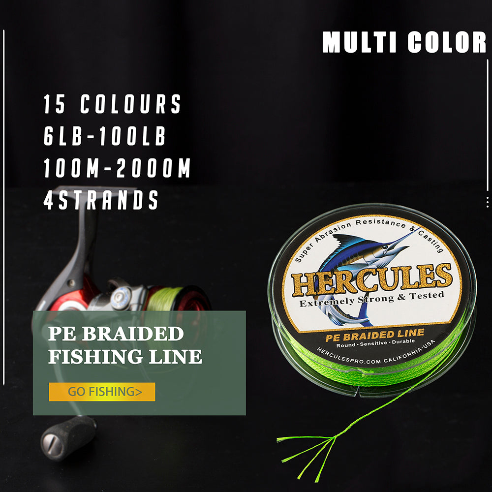 Details about   Hercules 547 Yards 6lb-300lb Test PE Braided Fishing Line Gray 4 Strands Tackle 