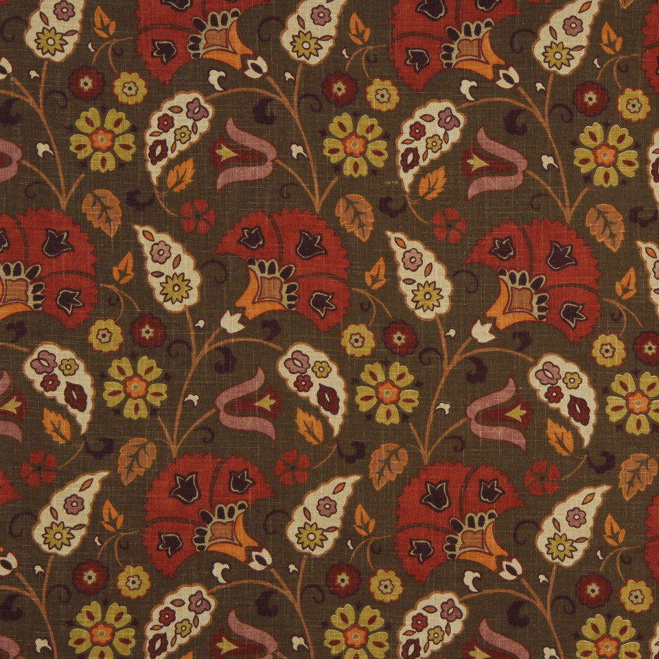 RUBY-BEESWAX-GERANIUM Kelly Fabric - Mahogany