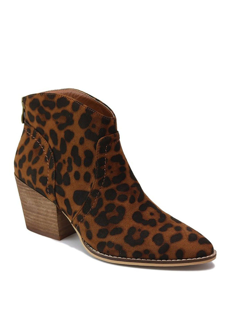 leopard booties block heel