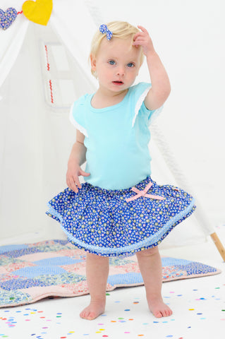Blossom Navy Ditsy Skirt with Bloomer, Sizes in 6M - 2Y - The Happiness Blog | Oobi Girls Kid Fashion