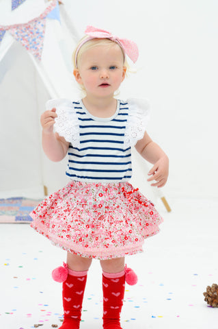 Blossom Pink Primrose Skirt with Bloomer, Sizes in 6M - 2Y - The Happiness Blog | Oobi Girls Kid Fashion