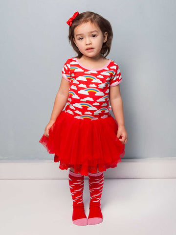 Claudia Red Rainbow Dress, Sizes in 2Y - 8Y - The Happiness Blog | Oobi Girls Kid Fashion