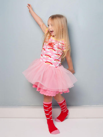 Claudia Pink Rainbow Dress, Sizes in 2Y - 8Y - The Happiness Blog | Oobi Girls Kid Fashion