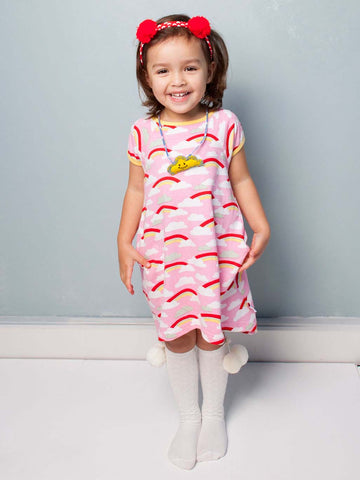 Mabel Pink Rainbow Dress, Sizes in 2Y - 10Y - The Happiness Blog | Oobi Girls Kid Fashion