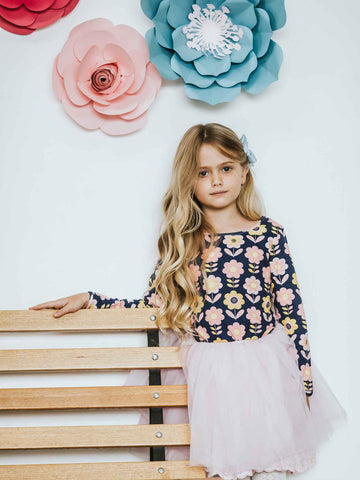 Claudia Dress Navy Scandi Flowers