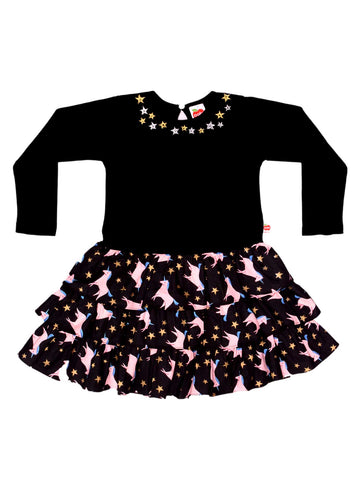 Magic Unicorn Dress with Hand-Embroidered Stars - Hello Sprinkles! - Alex Design Notes | Oobi Girls Kid Fashion