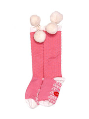 Knee High Pink Pom Pom Socks
