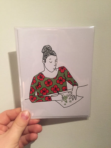 Laura Watson, "Girl Drawing" Card