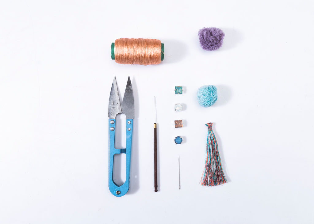 Embroidery tools used for Deepa Gurnani accessories
