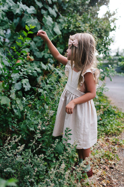 Wren & James linen pinafore in Natural